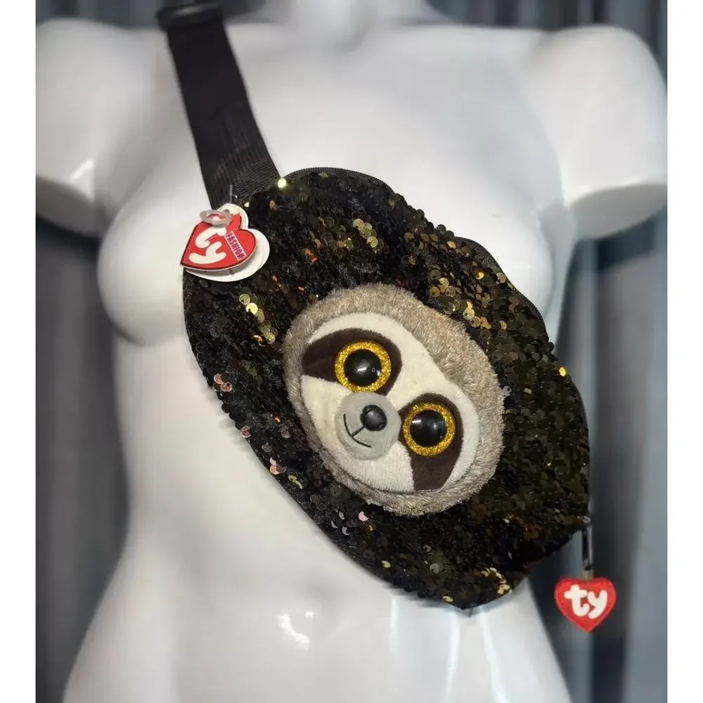 TY Fashion Beanie Baby Sloth Sequin Fanny Pack Belt Bag New With Original Tags